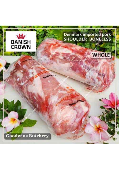 Pork Collar Boston-Butt Kapsim SHOULDER BONELESS SKIN OFF frozen DANISH CROWN Denmark WHOLE CUT +/- 2.8kg 30cm 12" (price/kg)